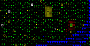 Screenshot of the miners heading for the alligator, which lies in a pool of its own blood between the wagon and the river.