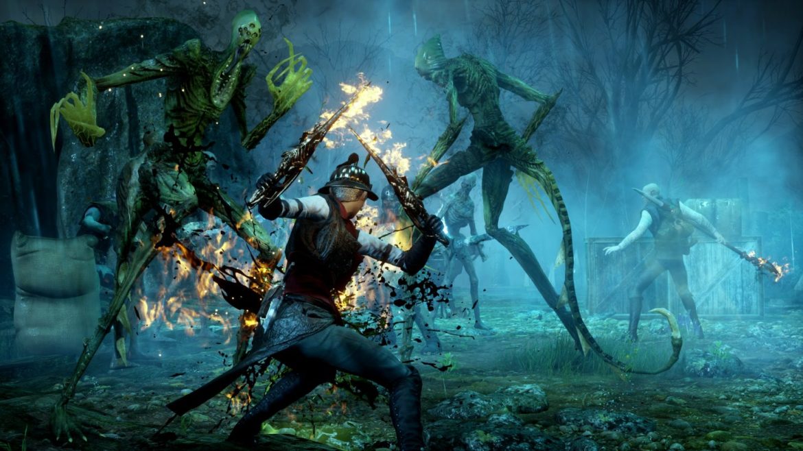 Fighting several Terror enemies in Dragon Age Inquisition.